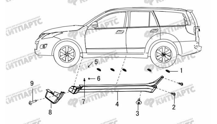 Накладка порога внешняя Great Wall Hover H3